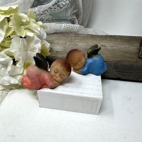 Vintage Soft Plastic Christmas Sleeping Baby Angels Small - Picture 2 of 7